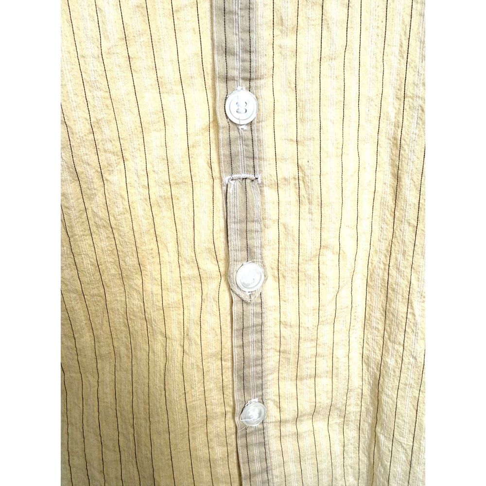 Greg Lauren Studio Ivory B&W Stripe LS Buttn Down Raw Hem Shirt Size GL 3 = US L - Picture 5 of 8